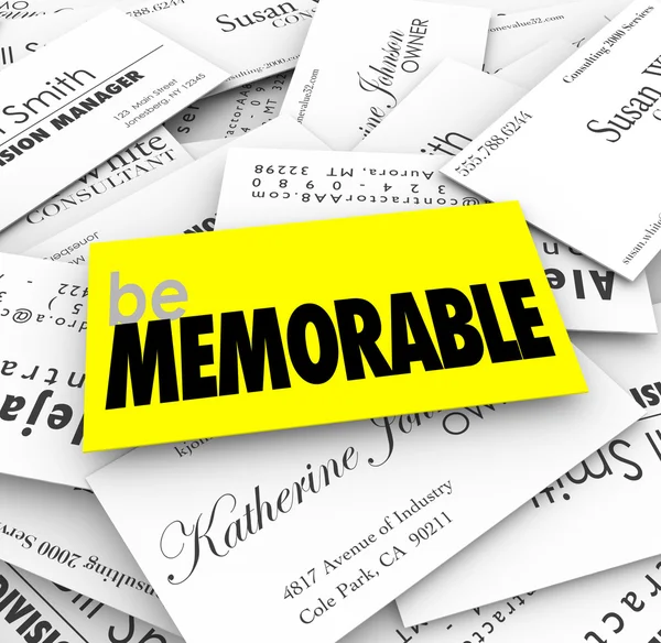 Ser palabras memorables en diferentes tarjetas de visita — Foto de Stock