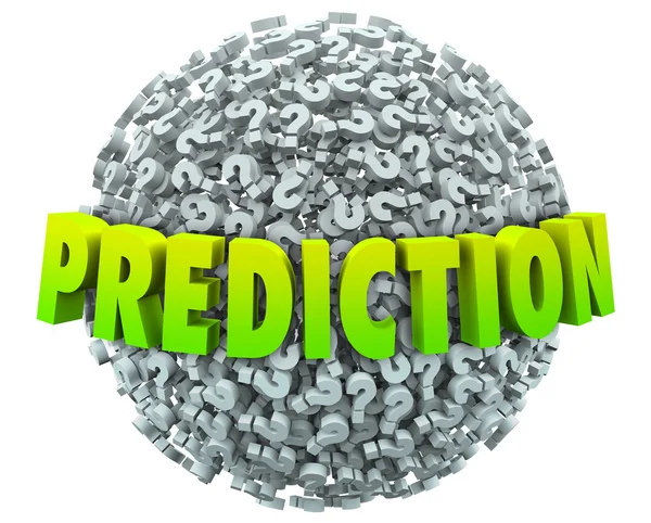 Prediction words in 3d letters on a ball or sphere — Stock Photo, Image