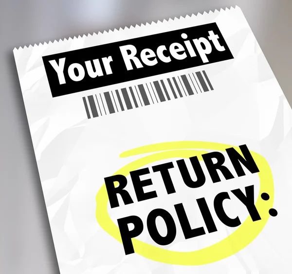 Return Policy words on a store receipt — Stock Photo, Image