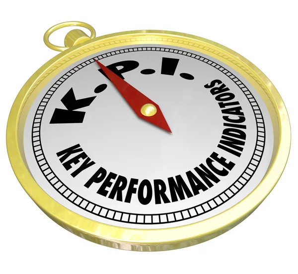 Key Performance Indicator words and acronym KPI on a golden compass — Stock Photo, Image