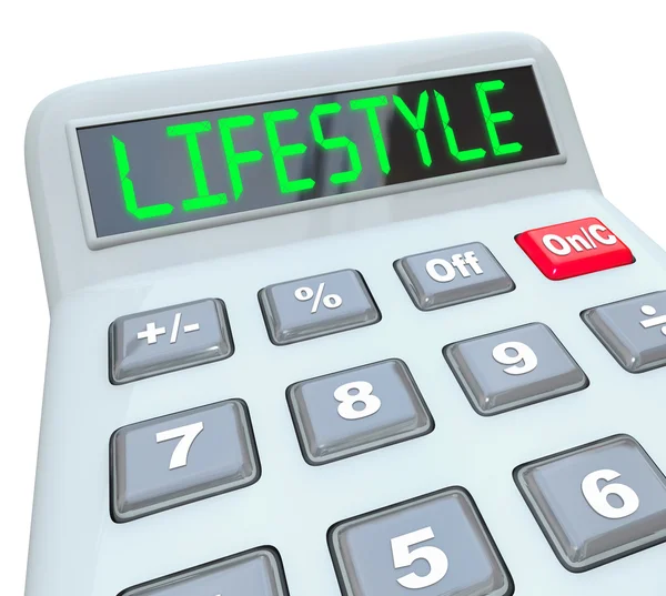 Palavra de estilo de vida na exibição calculadora — Fotografia de Stock