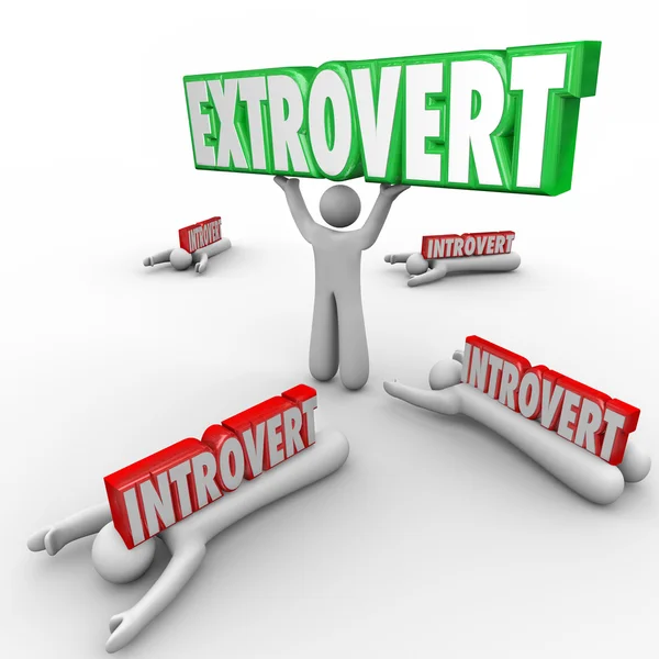 Extrovertierte gegen introvertierte Menschen — Stockfoto