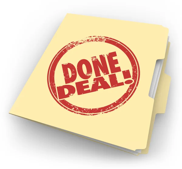 Done Deal words on a contract folder — Stock Photo, Image