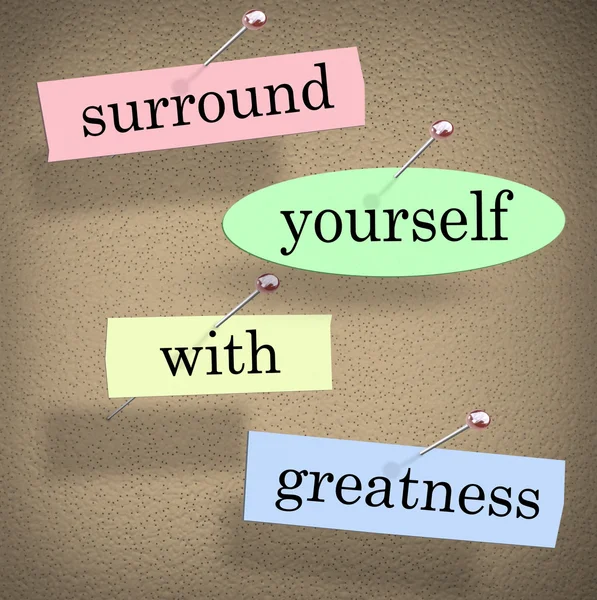 Cerque-se com palavras Greatness em um ditado ou citação — Fotografia de Stock