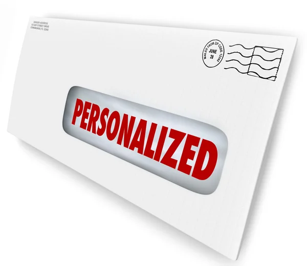 Personalized word on an envelope or letter with specific individual message — Stock Photo, Image