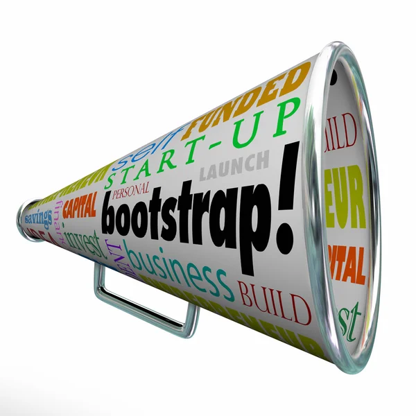 Parola Bootstrap e parole correlate su un megafono — Foto Stock