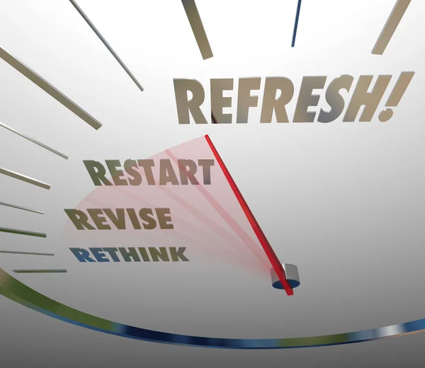 Refresh, Revise, Restart and Rethink words — Stock Photo, Image