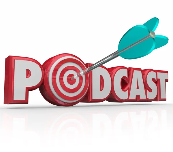 Podcast word in red 3d letters — Stock Photo, Image
