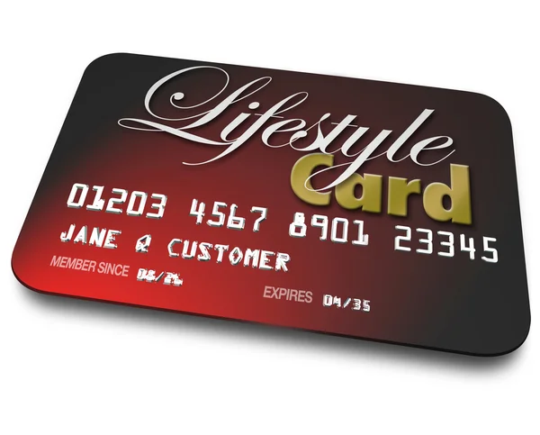 Карта стилю життя на червоній кредитній картці для покупок — стокове фото