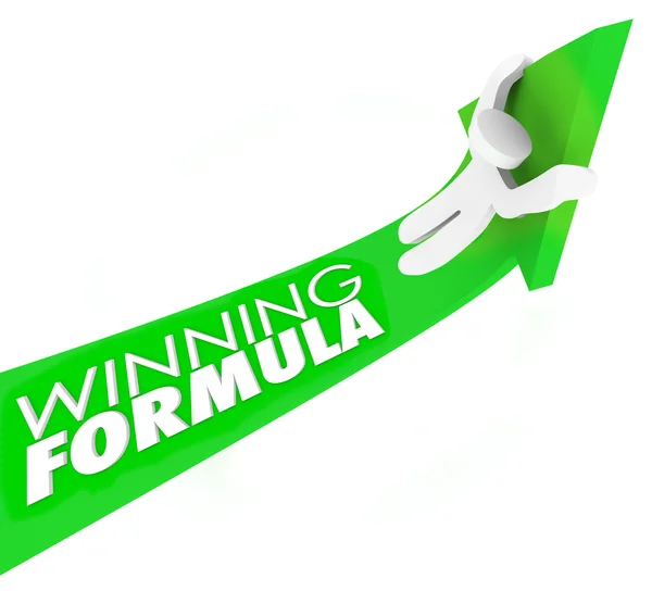 Fórmula vencedora palavras em 3d seta verde — Fotografia de Stock