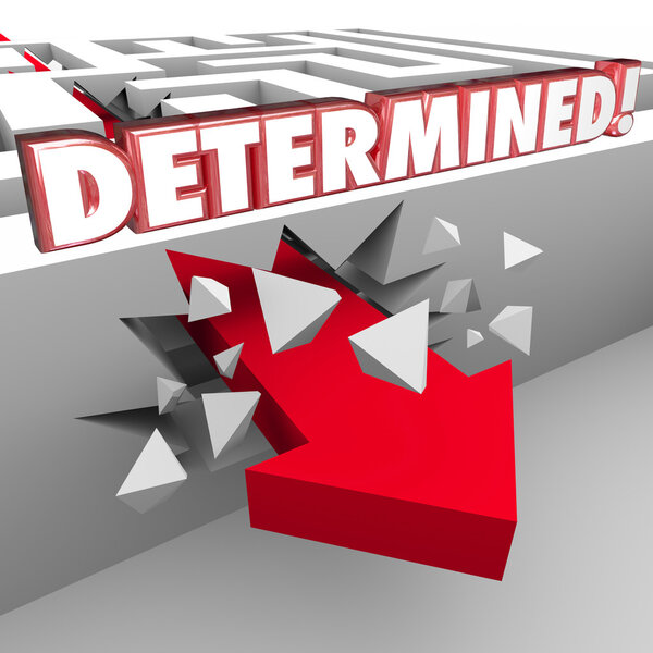 Определенные трехмерные слова на стене со стрелкой
