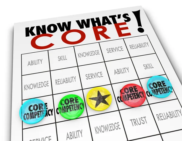 Gioco di bingo Core Competency — Foto Stock