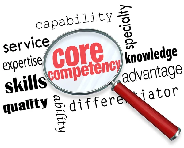 Parole Core Competency sotto una lente d'ingrandimento — Foto Stock