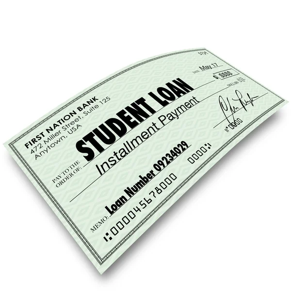 Cheque de pago a plazos del préstamo estudiantil —  Fotos de Stock