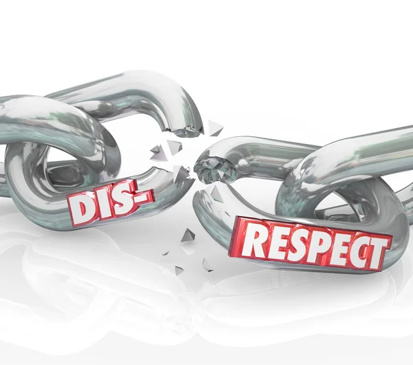 Disrespect word on breaking chain links — Stock Photo, Image