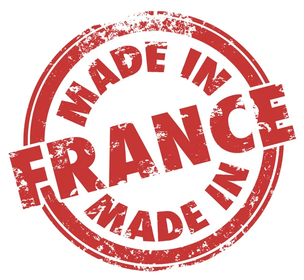 Hecho en Francia palabras en un sello rojo redondo — Foto de Stock