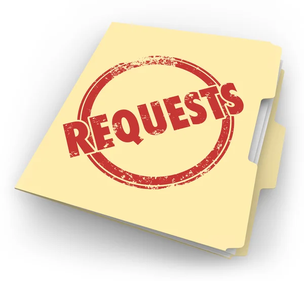 Requests word stamped on a manila folder — Stock Photo, Image