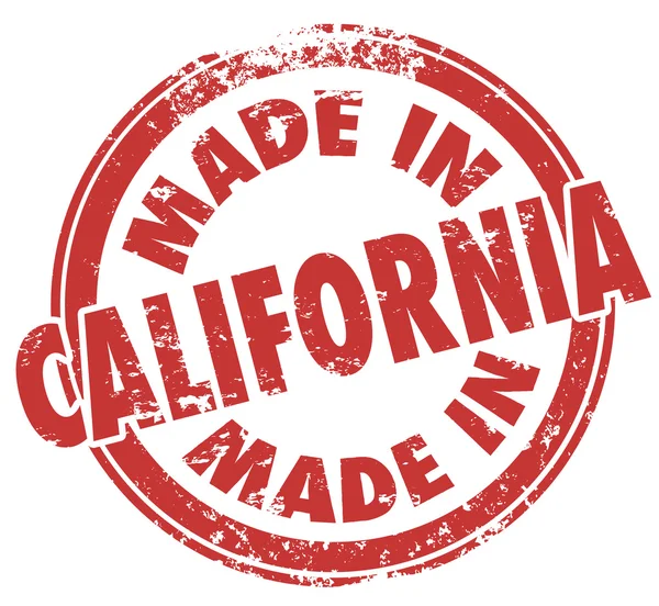 Gemaakt in Californië woorden in ronde rode stempel — Stockfoto