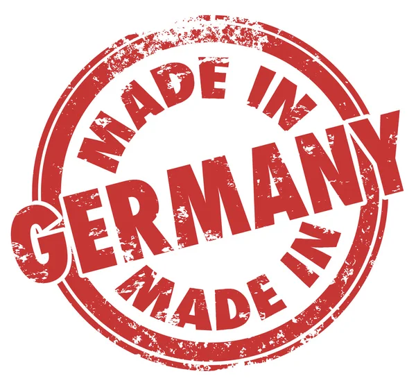 Made in Germany words in a round red stamp — Stock Photo, Image
