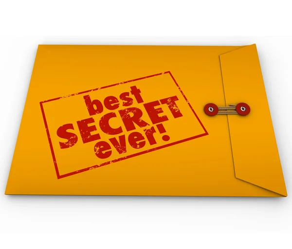 Best Secret Ever words stamped on a yellow envelope — Stock Photo, Image