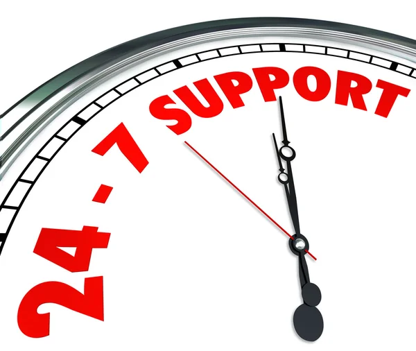 24-7 Support words on a clock face t — Stock Photo, Image