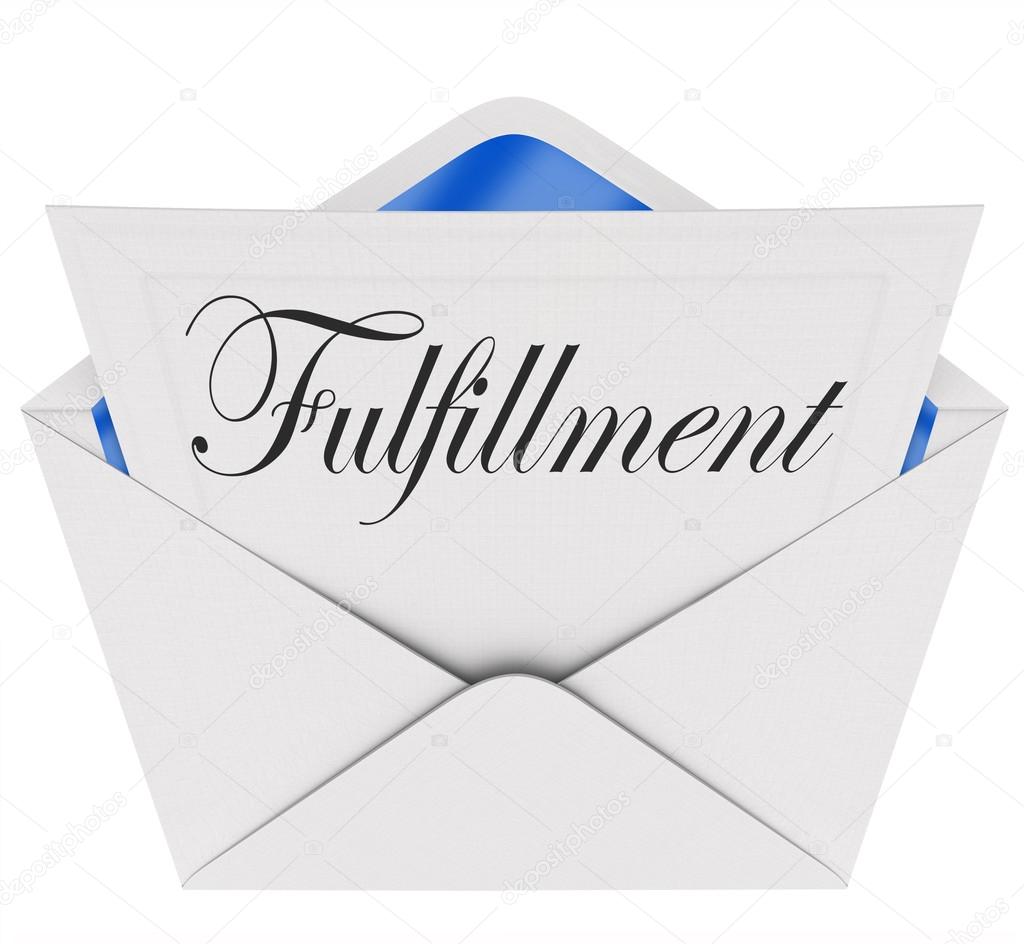 Fulfillment word on a note or message inside an open envelope