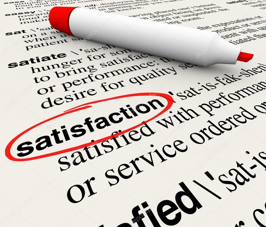 Satisfaction word circled in a dictionary definition page