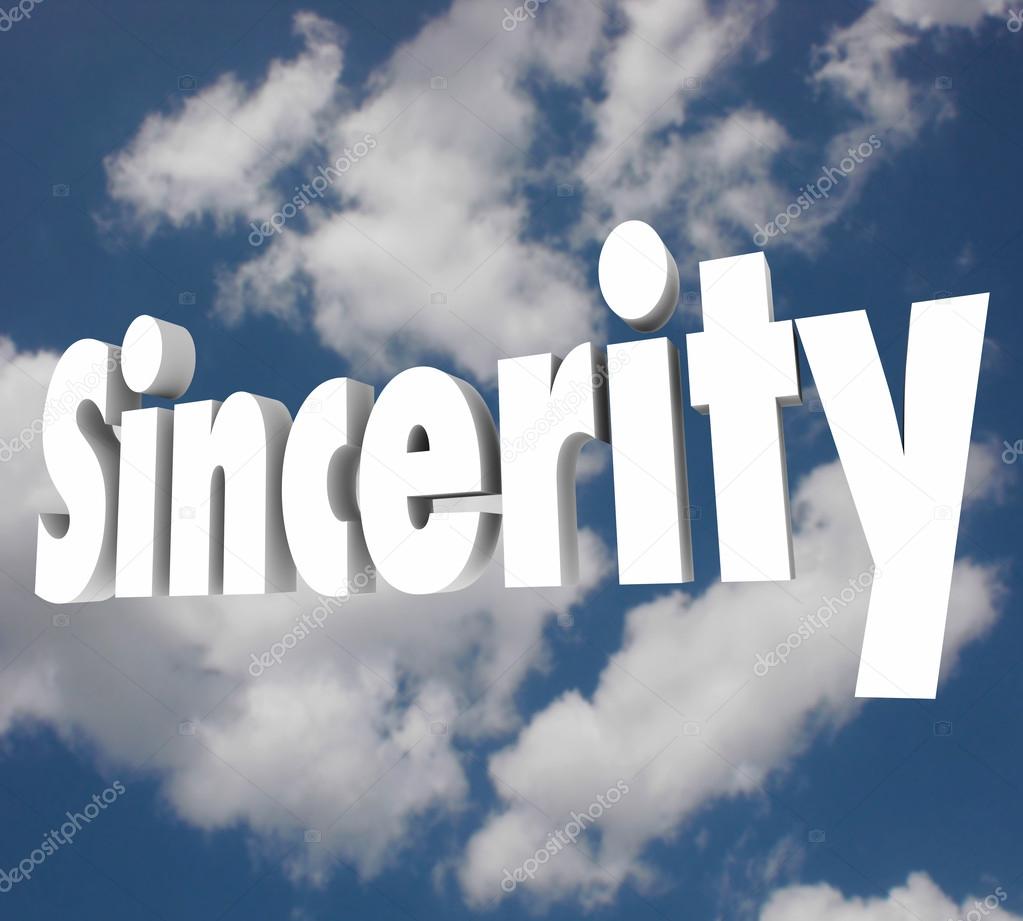 Sincerity word on cloudy sky