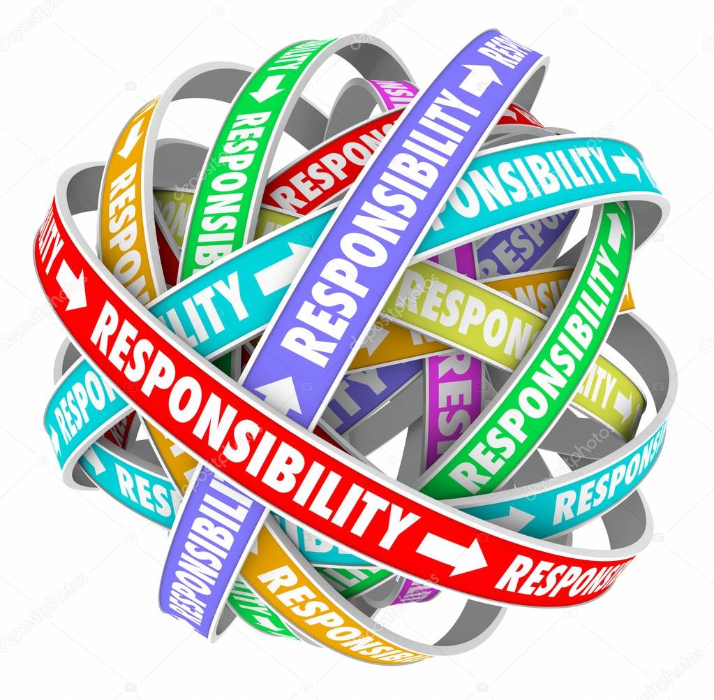 Responsibility word on ribbons in a ball or sphere