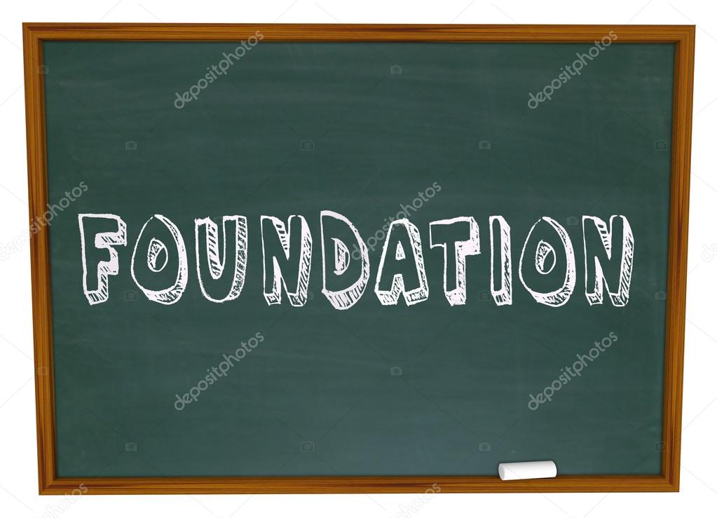 Foundation word written on a chalkboard