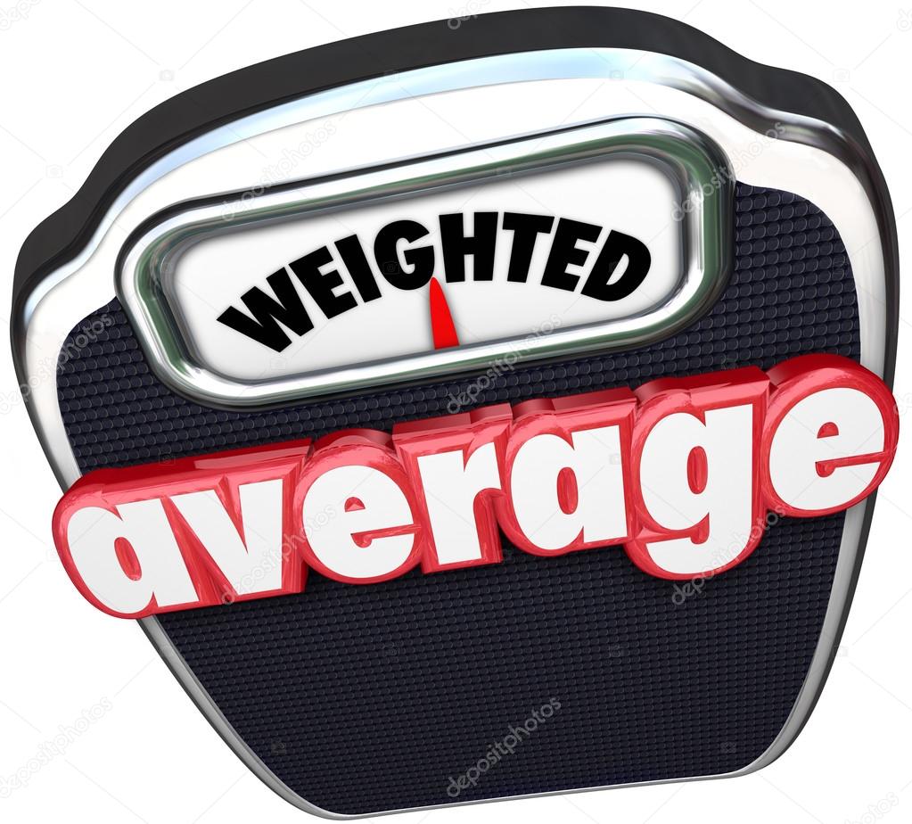 Weighted Average 3d red words on a scale
