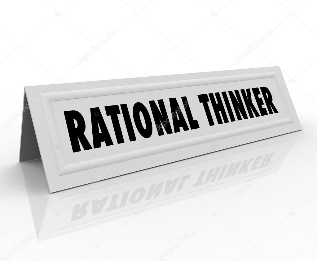 Rational Thinker words on a name tent card