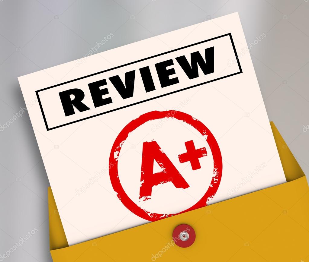 Review word and A Plus grade on a report card