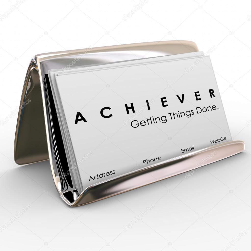 Achiever word on business cards
