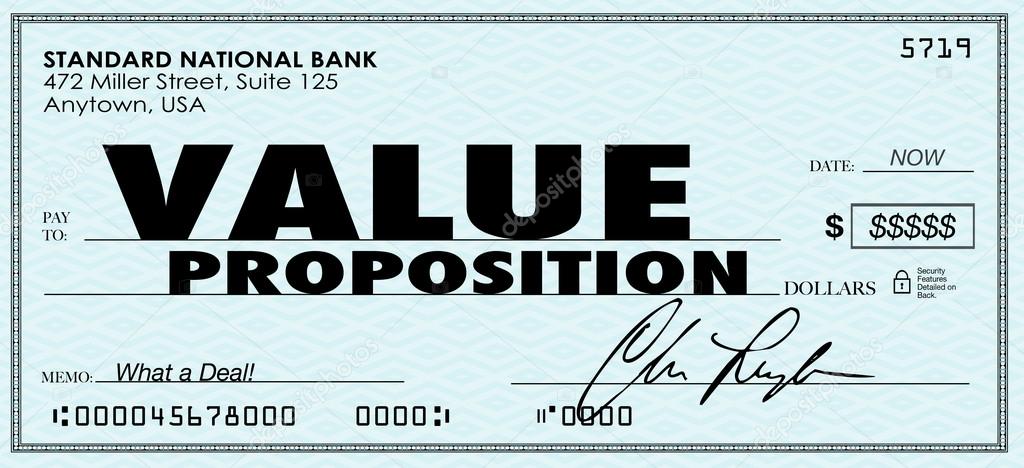 Value Proposiiton words on a check