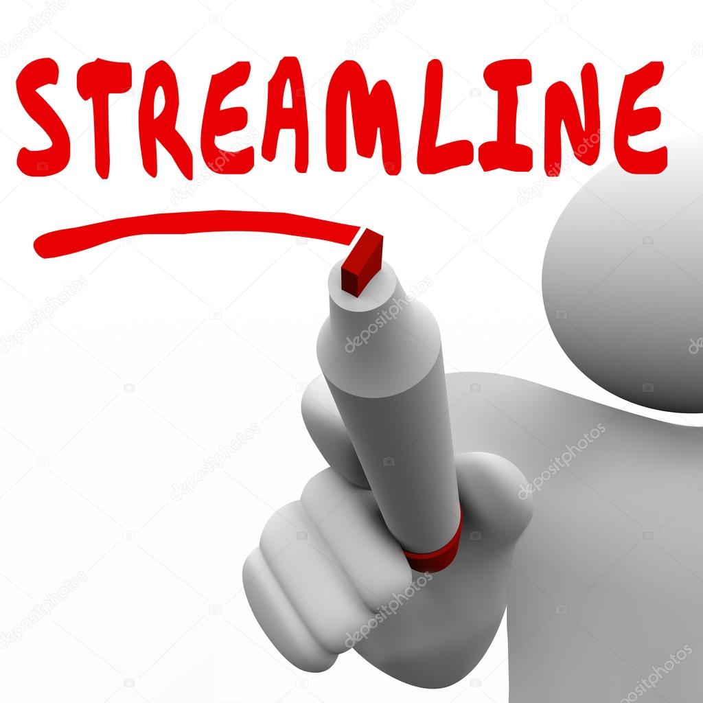 Streamline word written by man with red marker