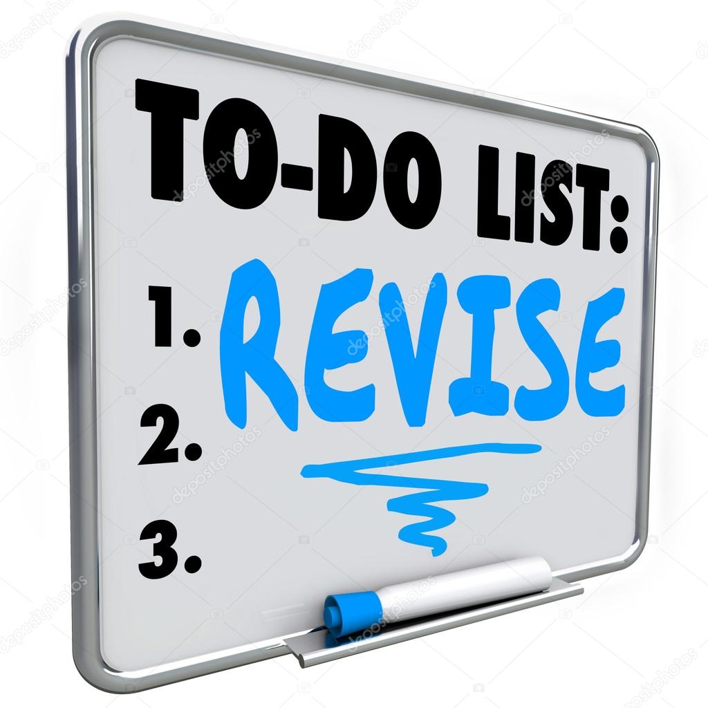 Revise word written on a to do list on dry erase board