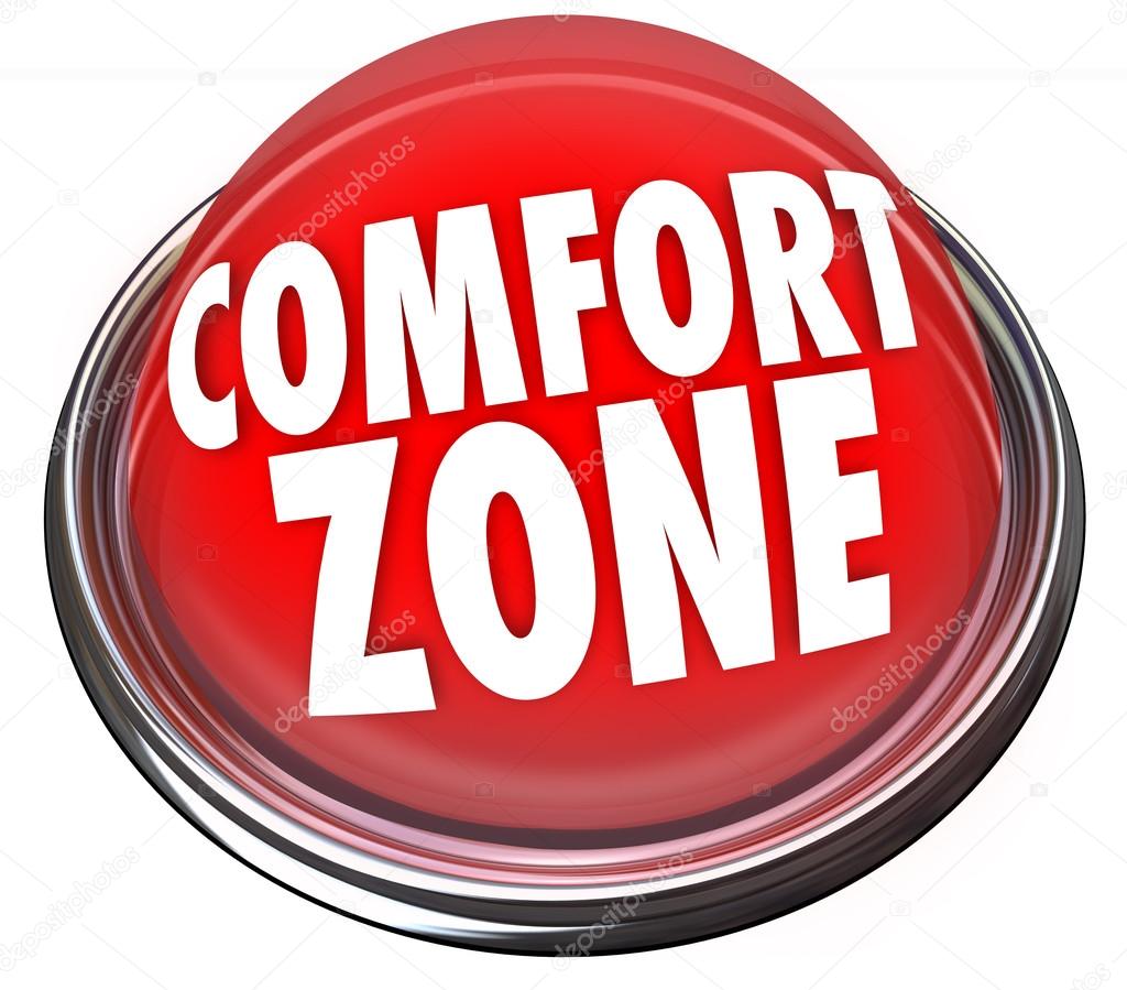 Comfort Zone words on a red light or button