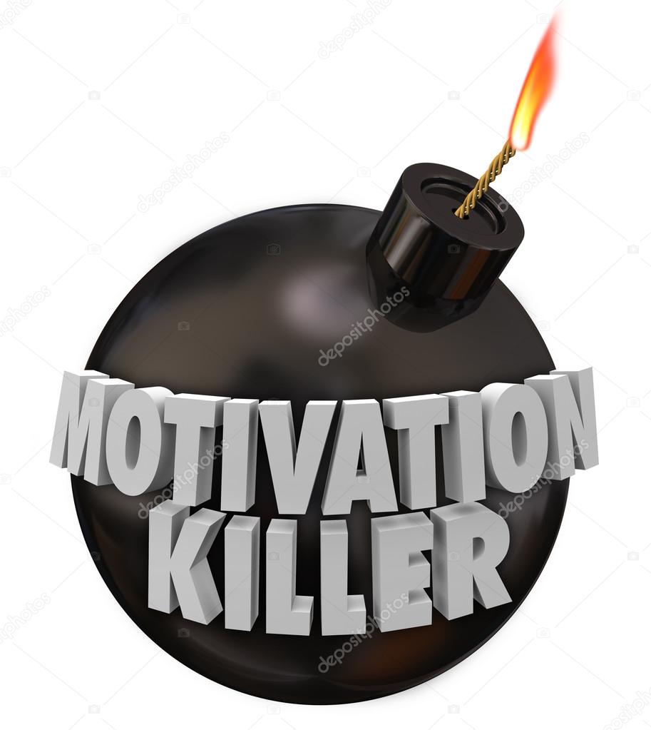 Motivation Killer 3d words on a round black bomb