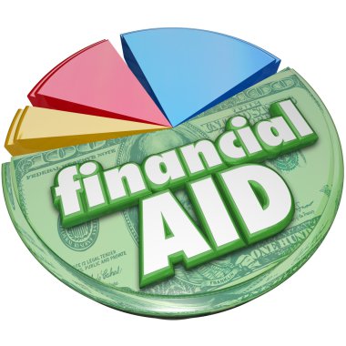 Financial Aid 3d words on a pie chart clipart
