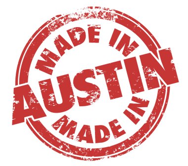 Yuvarlak grunge tarzı pulunu Austin kelimelerle yapılan