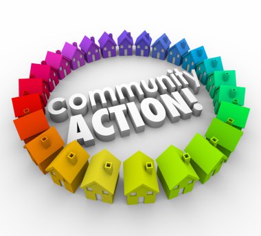 Community Action words in 3D letters clipart