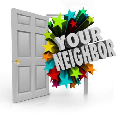 Your Neighbor words in 3D white letters clipart