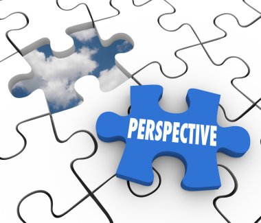 Perspective word on a puzzle piece clipart