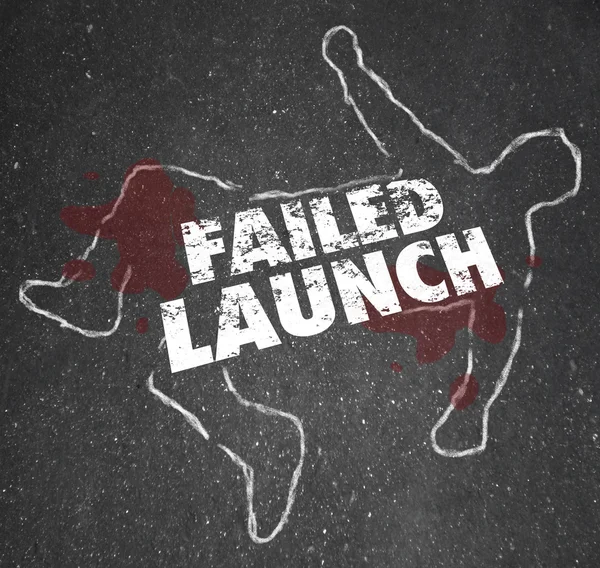 Failed Launch words on a chalk outline of a dead body — Stock Photo, Image