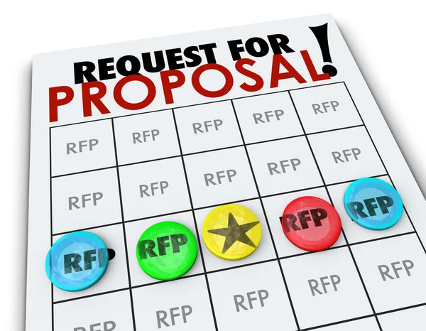 RFP Request for Proposal words on a bingo card