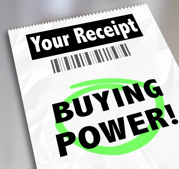 Buying Power words on your receipt for a purchase — Stock Photo, Image