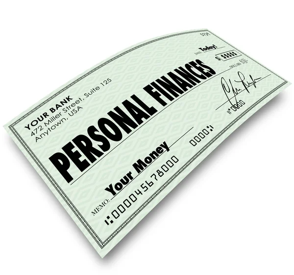 Personal Finances words on a check — Stock Photo, Image