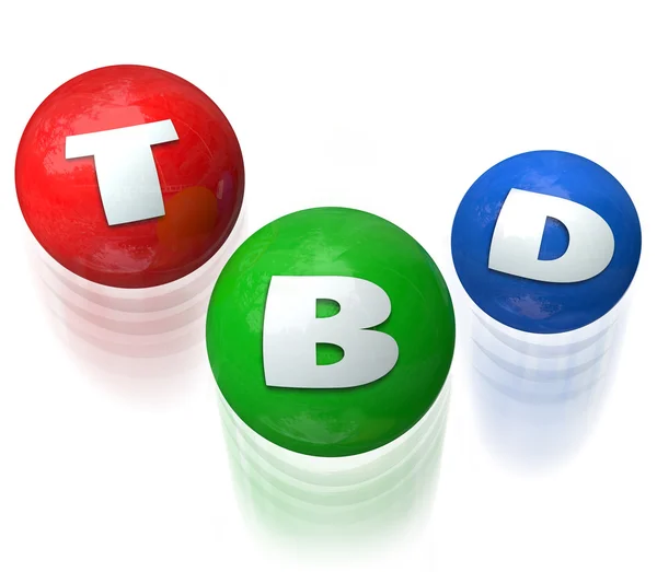 TBD letras en bolas — Foto de Stock