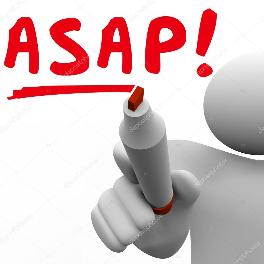 ASAP word written by man with red marker
